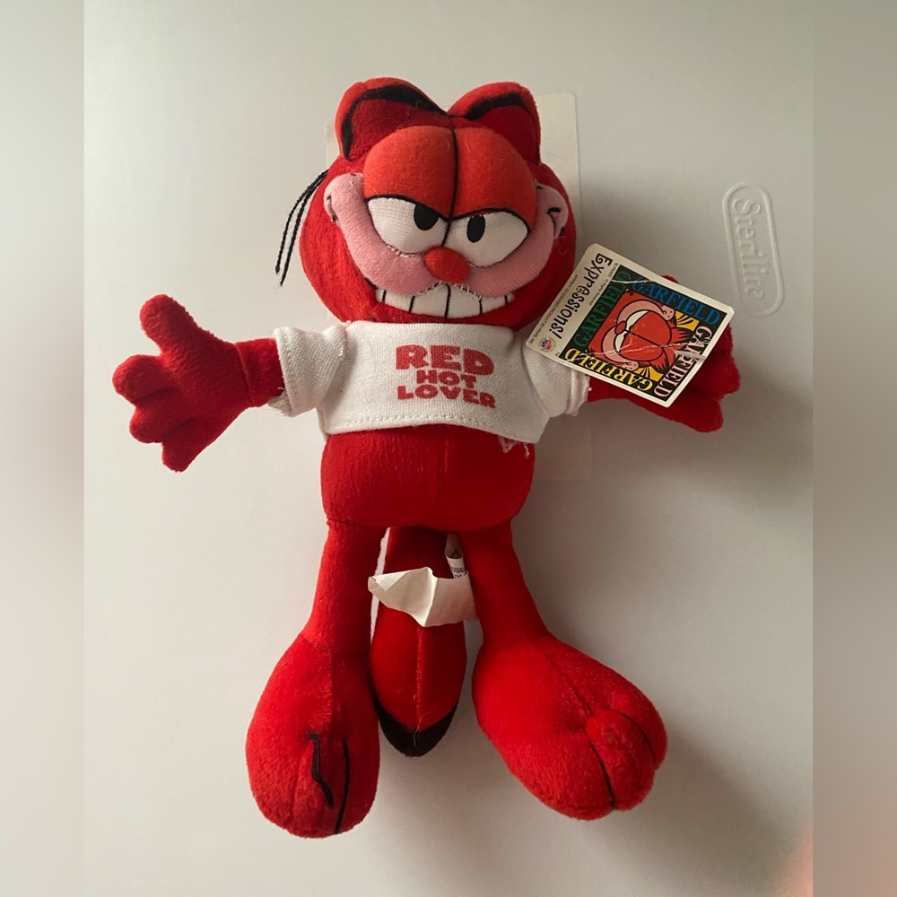 Garfield Plush Red Hot Lover Doll Garfield Expressions Tag Stuffed Animal Vtg